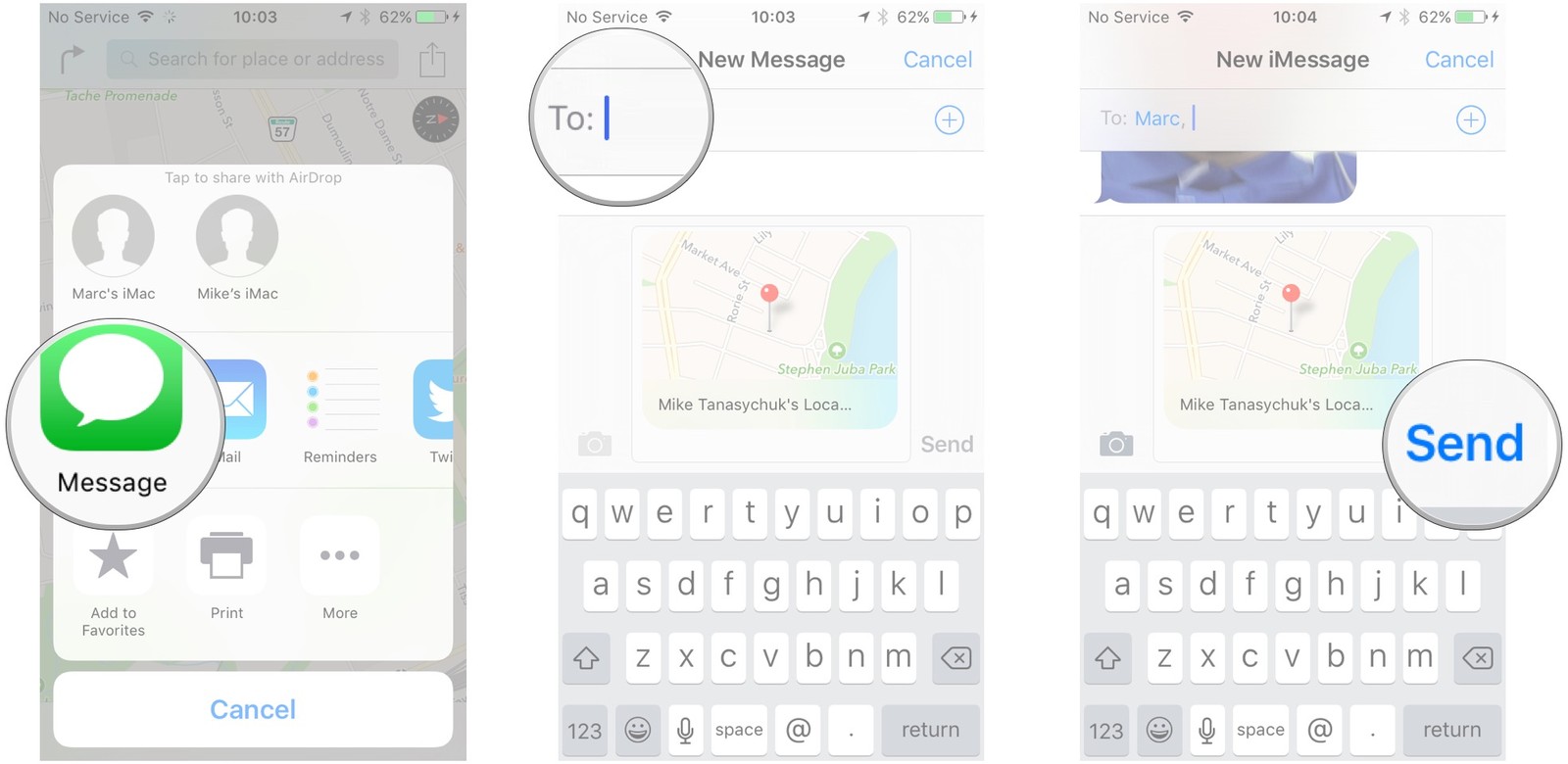 Как пользоваться Картами на iPhone и iPad - Поделиться местоположением в Сообщениях