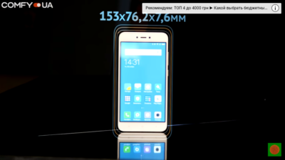  Габариты смартфона  Xiaomi Redmi Note 5A