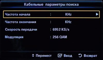 Дані для установки цифрових каналів на Смарт ТВ