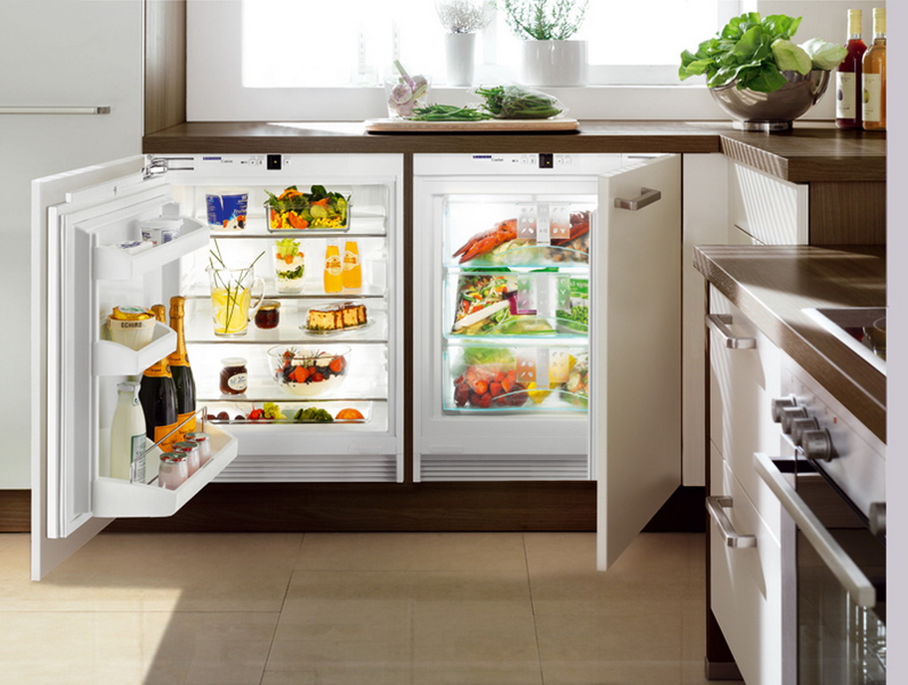 Какие бывают холодильники по объёму_самые вместительные модели - мини-холодильник на кухне