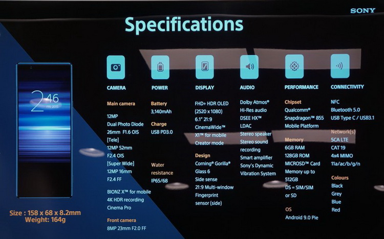 Sony Xperia 5-технические спецификации