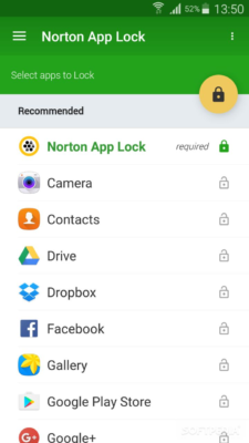 Пароль на приложение в Norton Applock