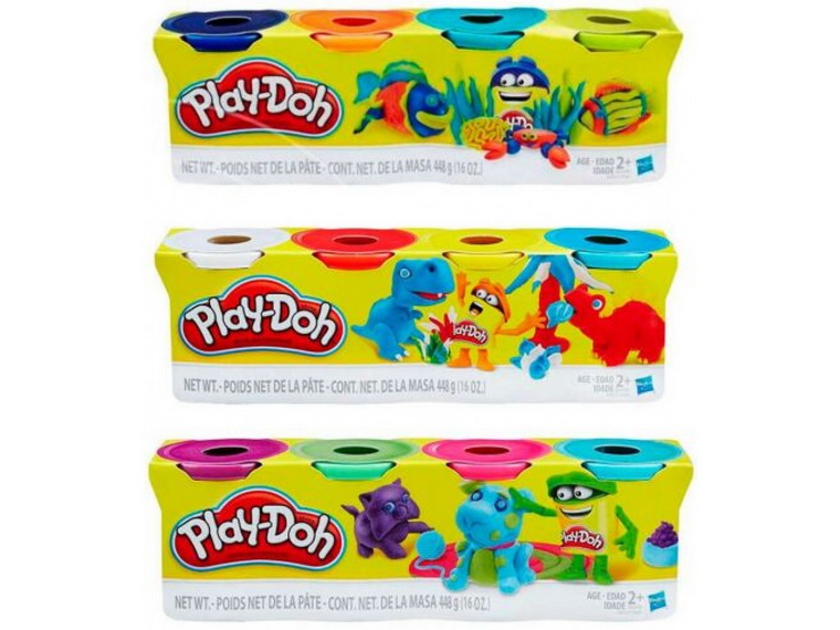 Расходники Hasbro Play-Doh-4 баночки Dinosaurs