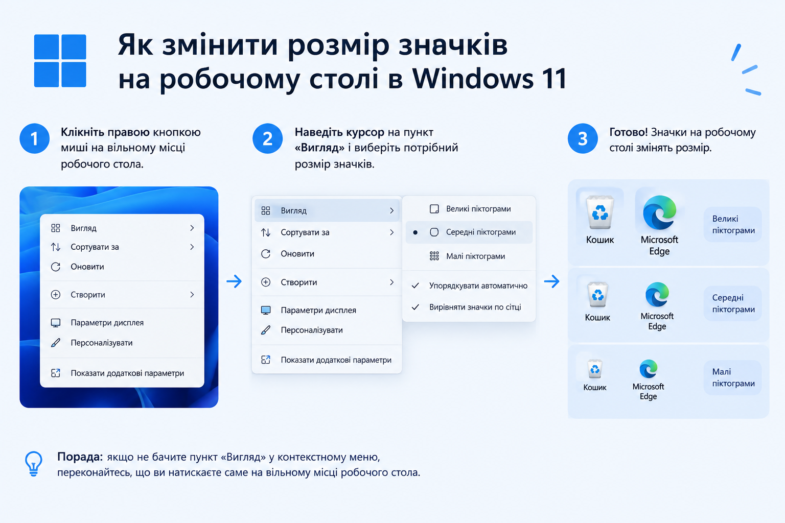 Як змінити розмір значків на робочому столі в Windows 11